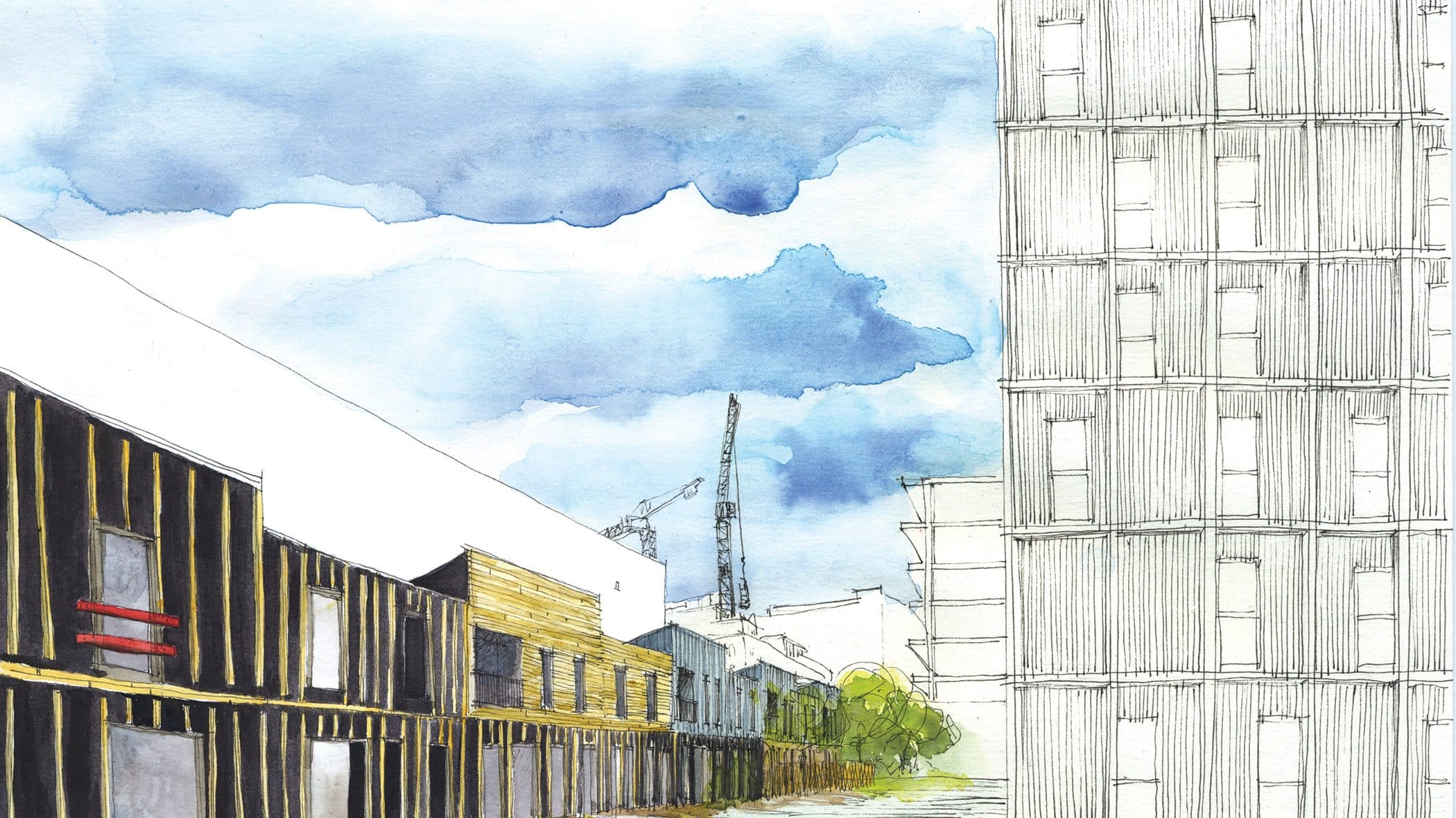Notre projet stratégique 12 Chantier en cours de 74 logements en ossature bois sur une parcelle largement végétalisée 186 avenue Jean Jaurès